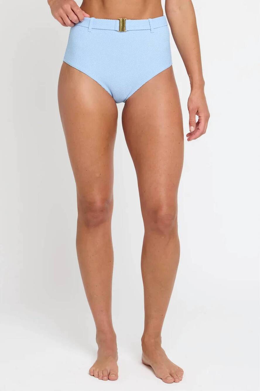 NEW HERMOZA lucia belted high waist bottom bikini in powder blue